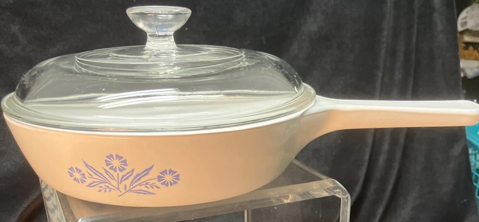 Corning Ware Blue Cornflower Skillet 6½” P-83 & Pyrex Lid Fry Pan Cookware Vtg.