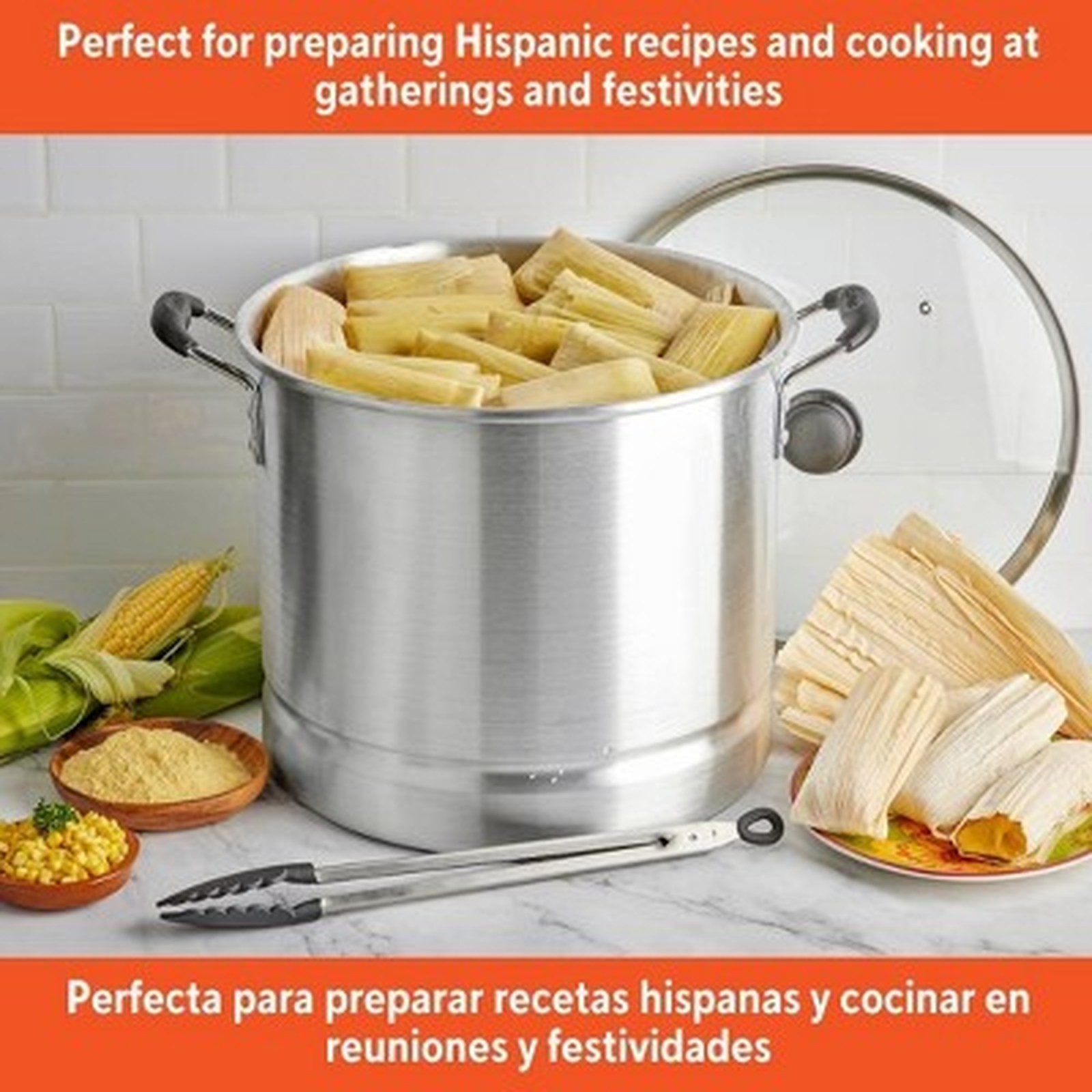 IMUSA 32qt Aluminum Steamer with Glass Lid