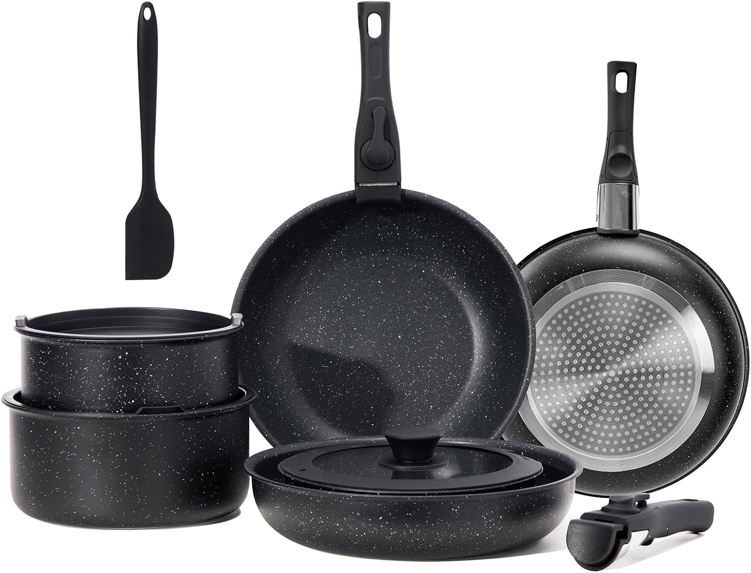 NEWBULIG 17-Pc Nonstick Cookware Set, PFAS-Free, Induction, Cream White