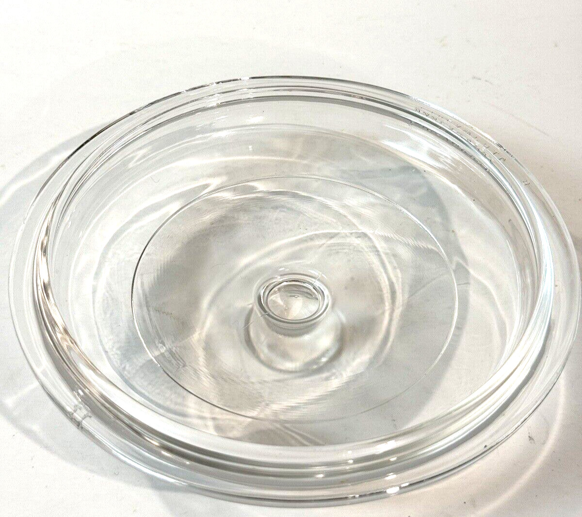 Pyrex P81C Round Clear Glass Lid Corning Ware Replacement Knob Handle 6 in VTG