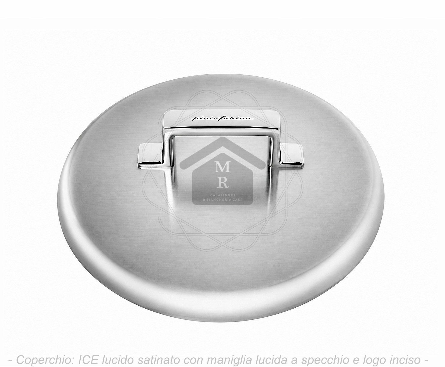 High Pot with Lid Stainless Steel ICE Finish Pininfarina Mepra Style