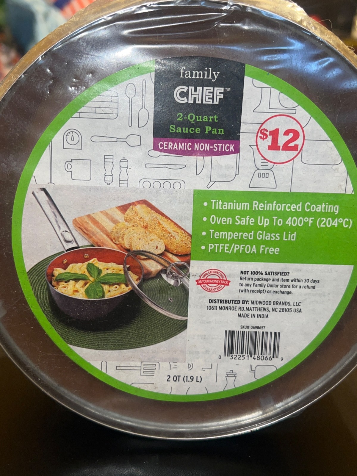 Family Chef 2-Quart Ceramic Non-Stick Sauce Pan