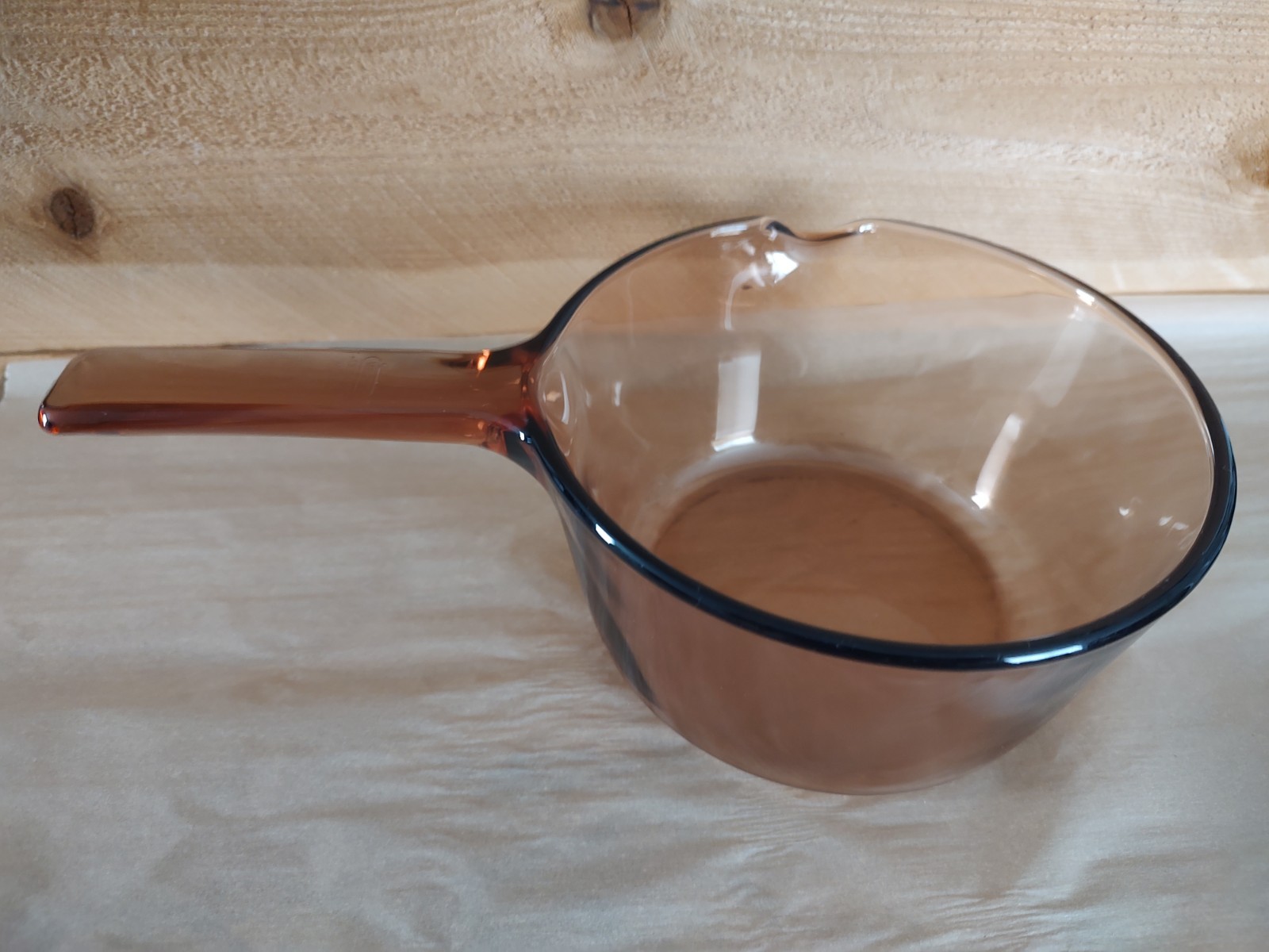 Visions Corning Amber Glass 1L Saucepan Pour Spout Vented Lid Vintage Pyrex Pot