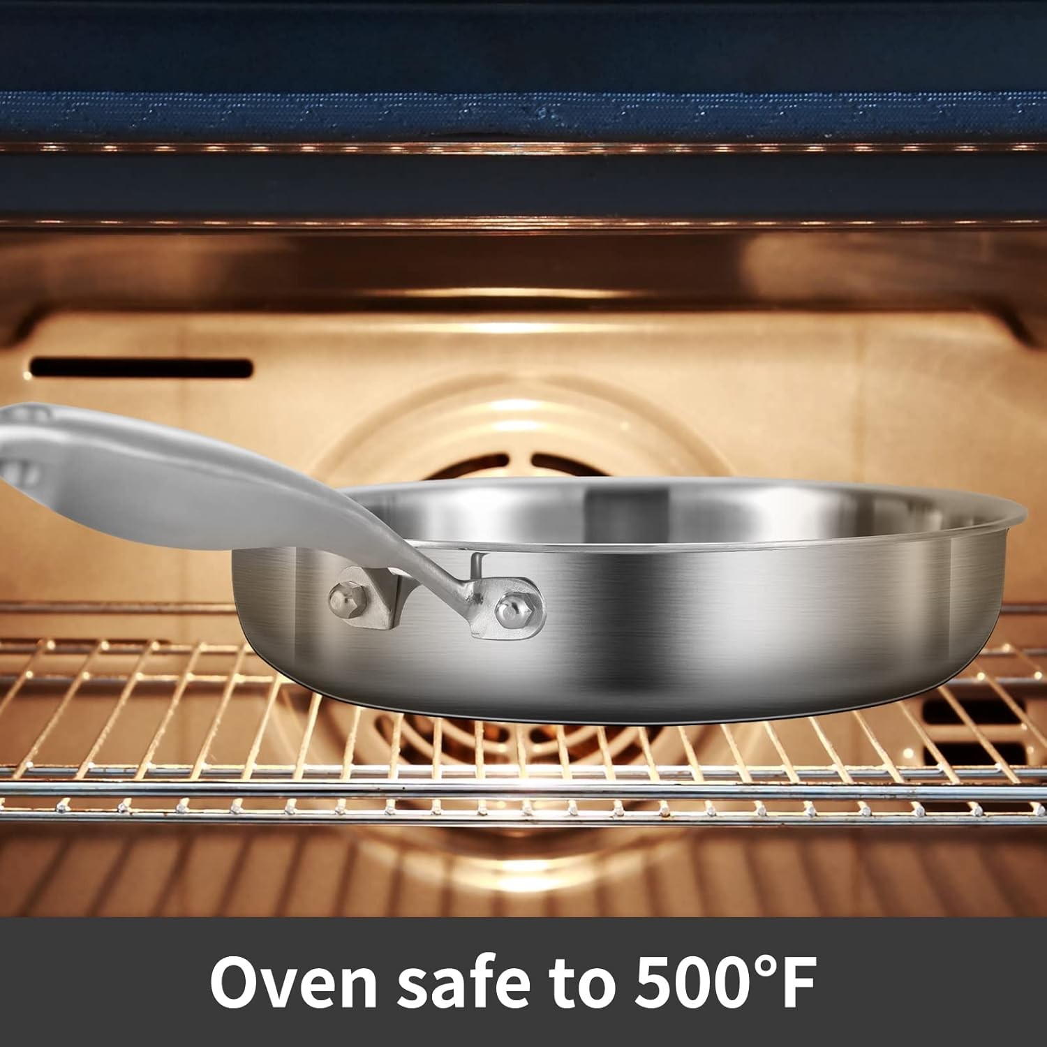 6QT Tri-Ply Stainless Steel Saute Pan w Lid Induction Oven Safe Detach Handle XL
