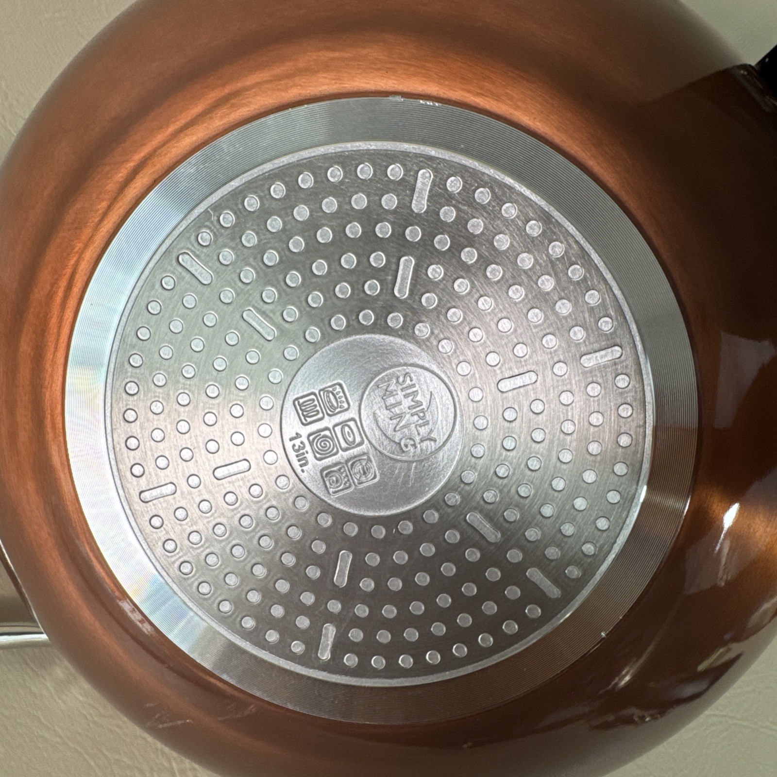 Simply Ming Copper Wok Large 13 In Non-Stick Pan With Glass Lid