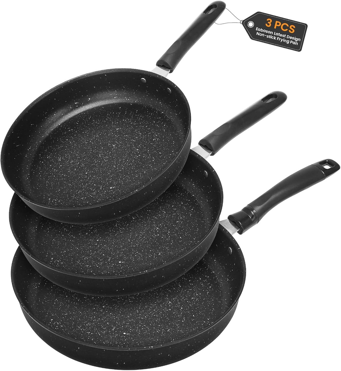 Nonstick Frying Pan Skillet 3 Piece Set Stone Coating Cookware 9 10 & 11 Inches
