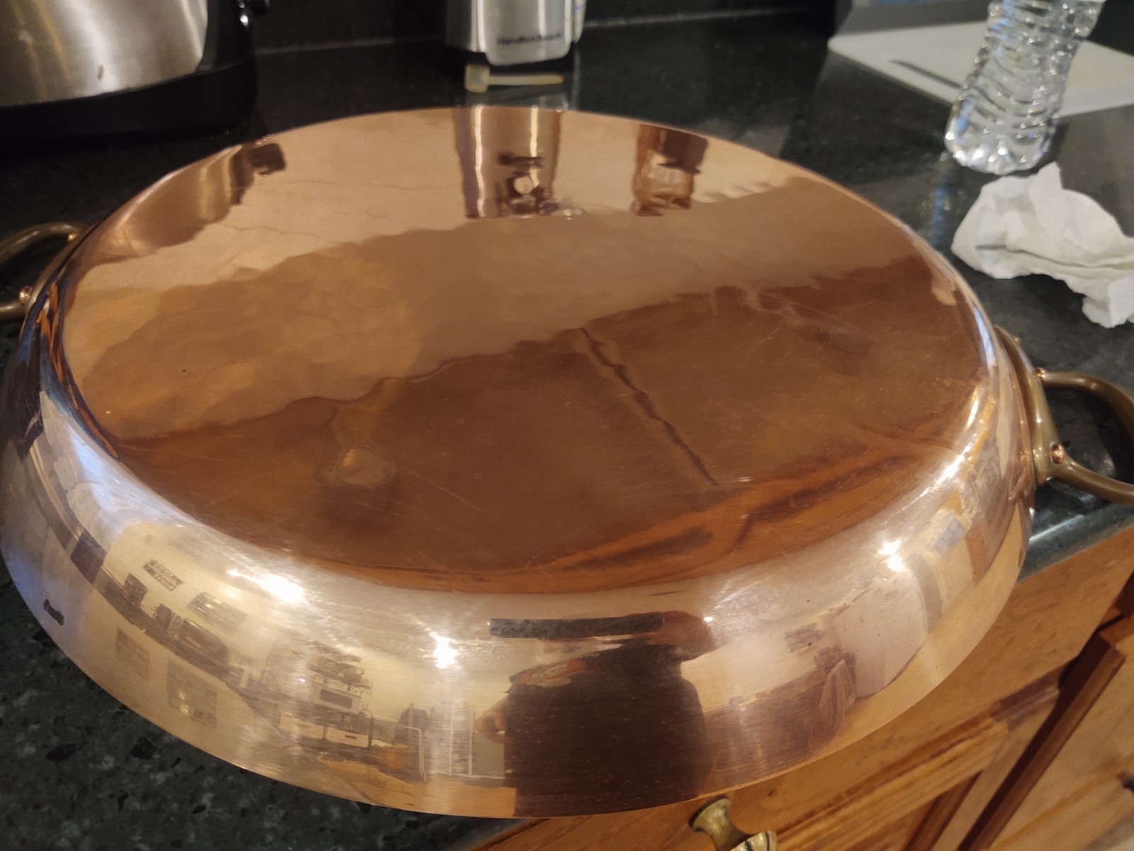 Vtg HUGE 16″ French Hammered Copper Mauviel Au Gratin Paella Williams Sonoma