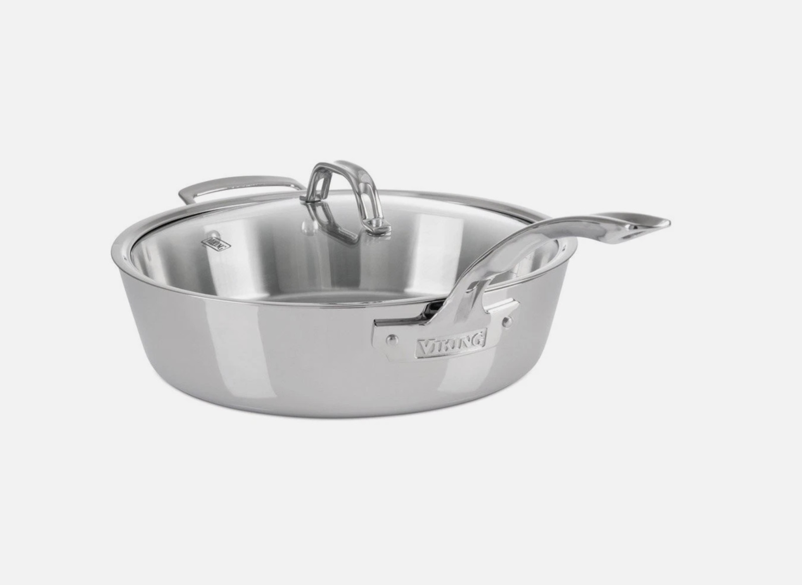 Viking Contemporary 3Ply Deep Frying Pan with Glass Lid, 4.8 Quart Stainless