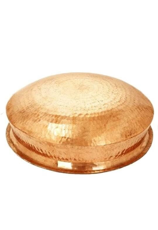Copper Lagan Handi with Tin Lining, Hammered Cookware for Biryani Rice 5 Litres
