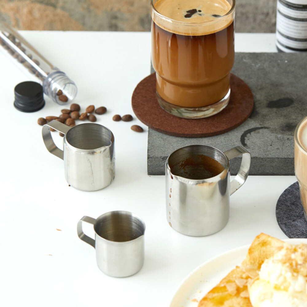 2Pcs Steaming Pitcher Stainless Steel Sauce Jugs Espresso Measuring Cup 57ml US
